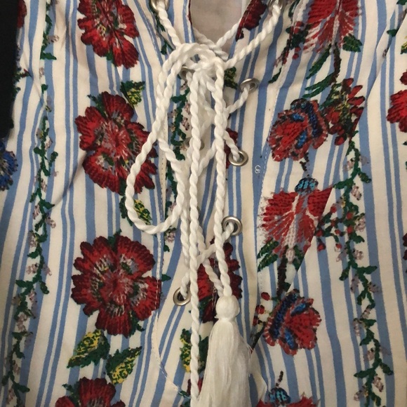 Miss Me Blue Floral OTS Romper - Picture 5 of 7